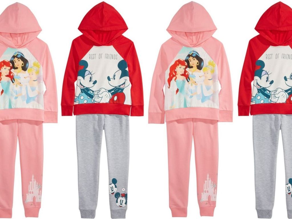  Disney Princess Girls Hooded Sweatshirt and Sweatpants