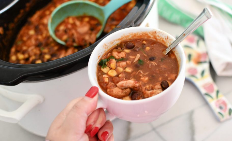 easy black bean chicken chili is one of our favorite easy crock pot weeknight meals