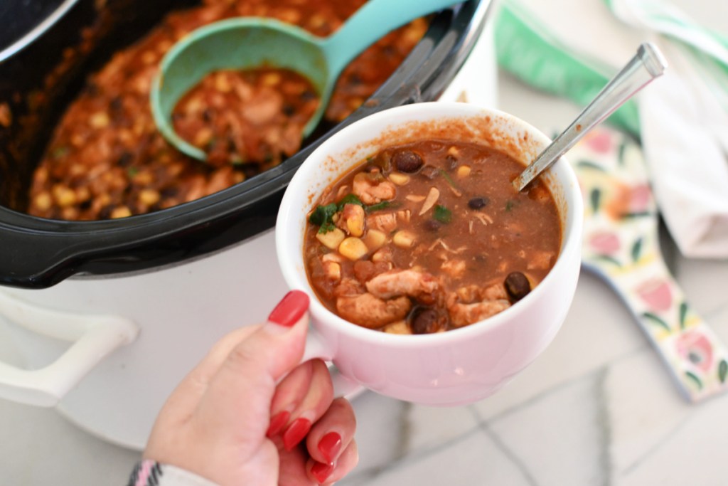 easy black bean chicken chili is one of our favorite easy crock pot weeknight meals