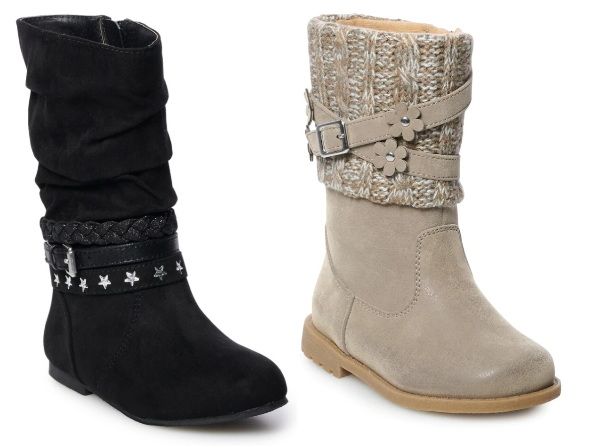 kohls girls black boots
