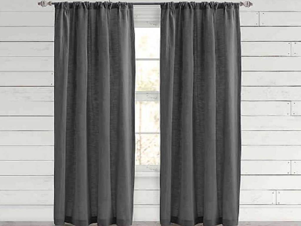 Bee & Willow Home Somerton 95" Rod Pocket Window Curtain Panel in Charcoal