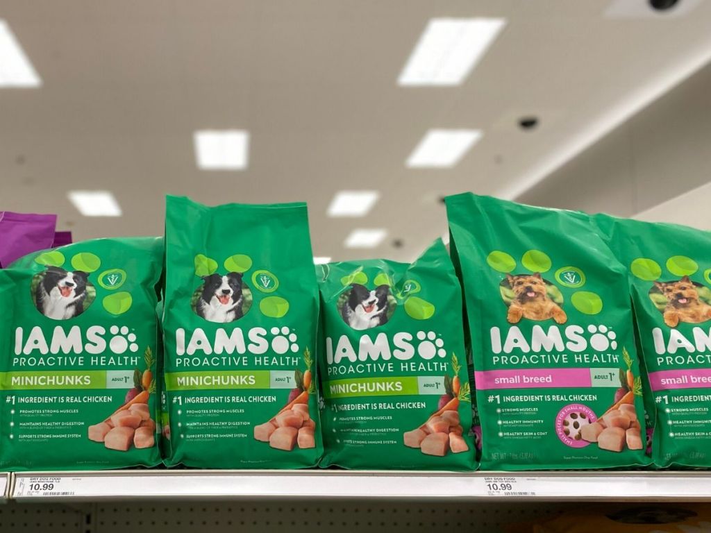store top shelf with Iams pet food 