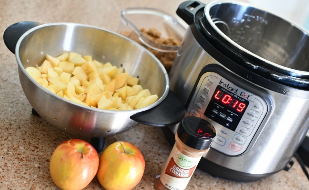 ingredients for homemade applesauce on counter 