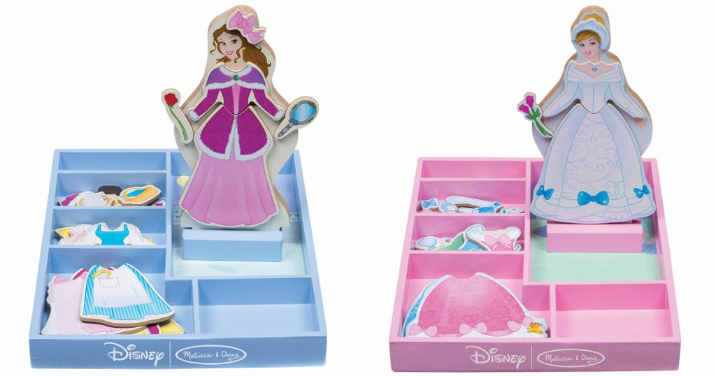 Belle and Cinderella wooden doll magnetic sets