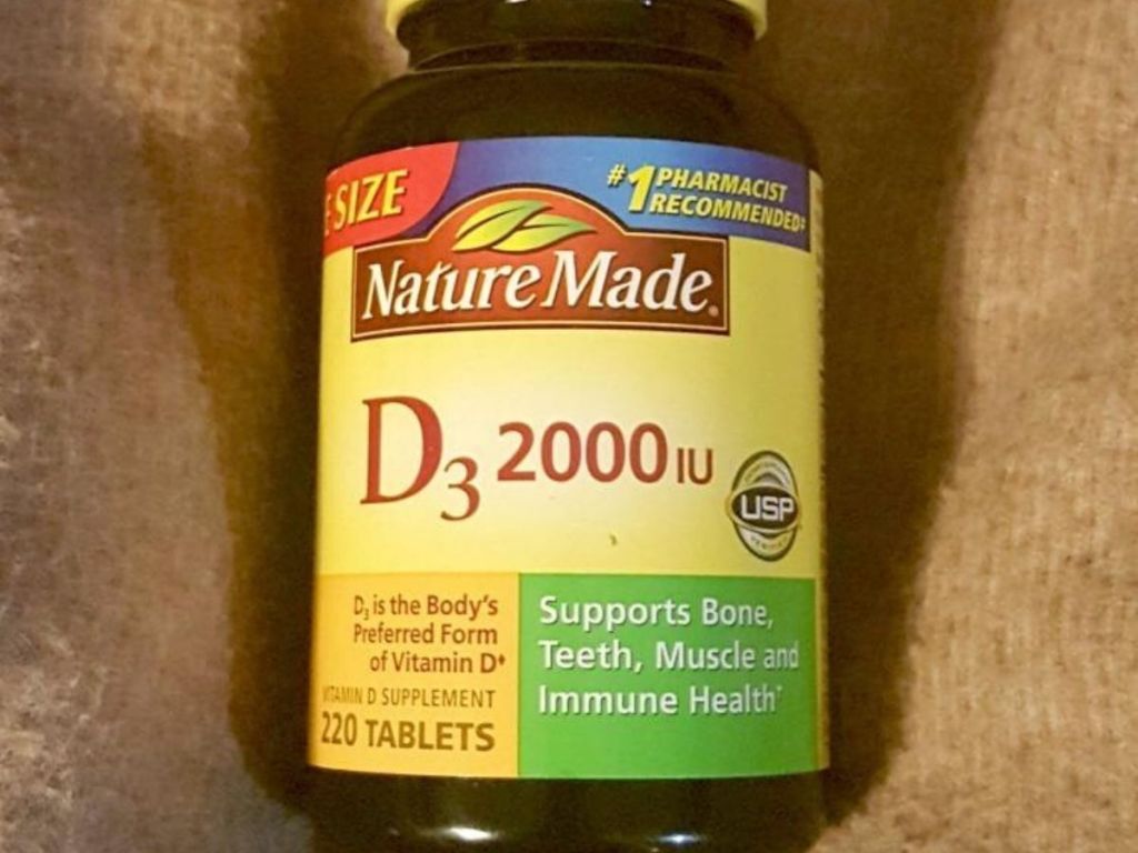 bottle of Vitamin D3 vitamins