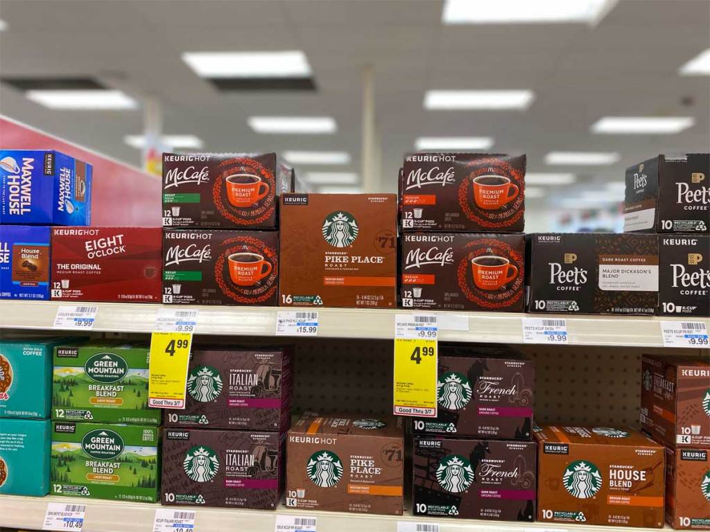 coffee on shelf in store