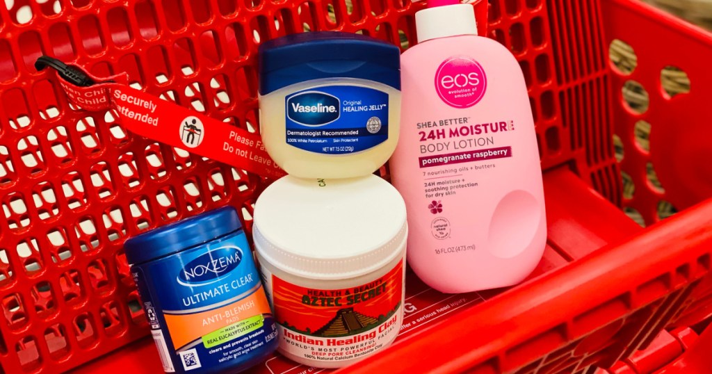 target cart with clean beauty products