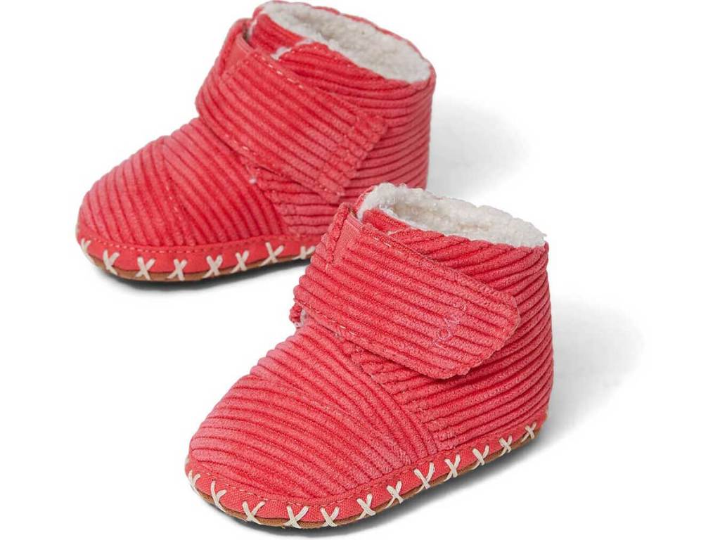 Red Corduroy Baby Cuna Crib Shoes