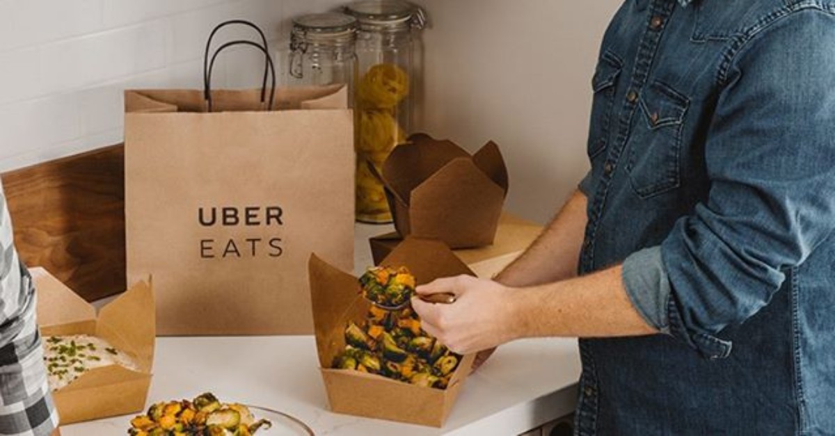 Uber Eats bag on counter