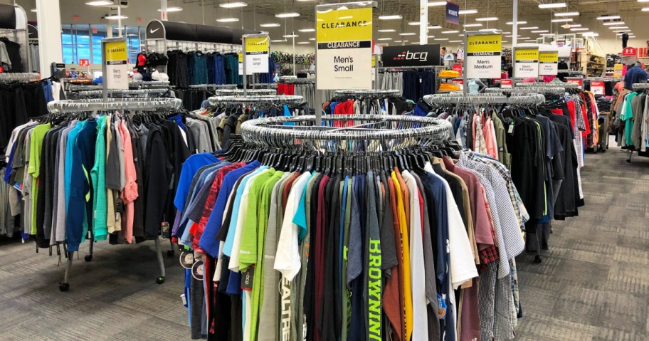 Academy Sports Clearance Rack with mens clothing in store