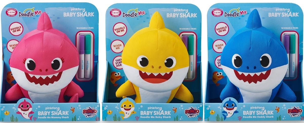 Baby Shark Doodle Dolls of mommy daddy and baby shark