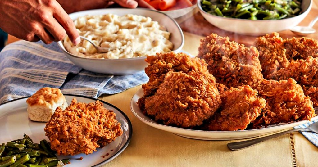 Cracker Barrel fried chicken and mashed potatoes