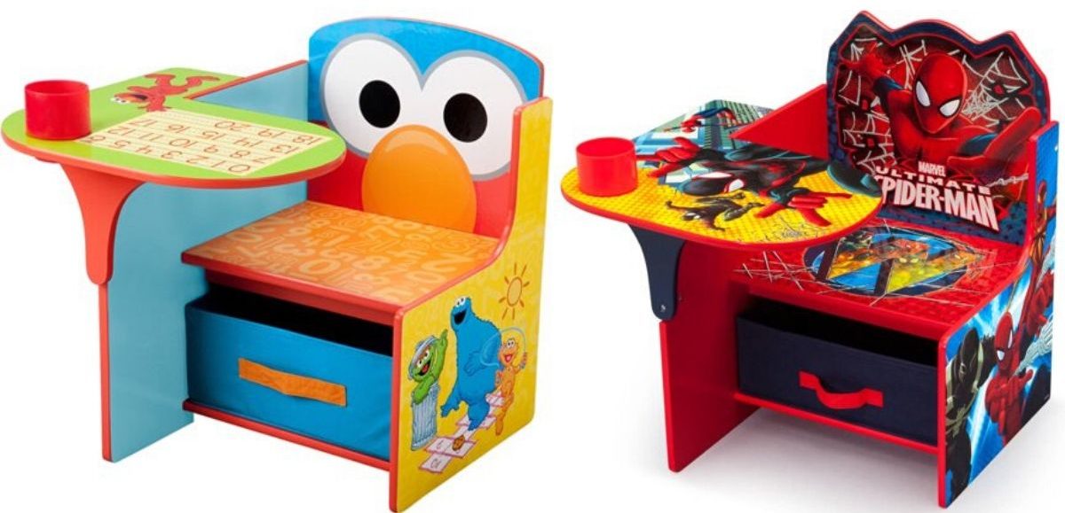 two childrens desk chairs with popular cartoon characters