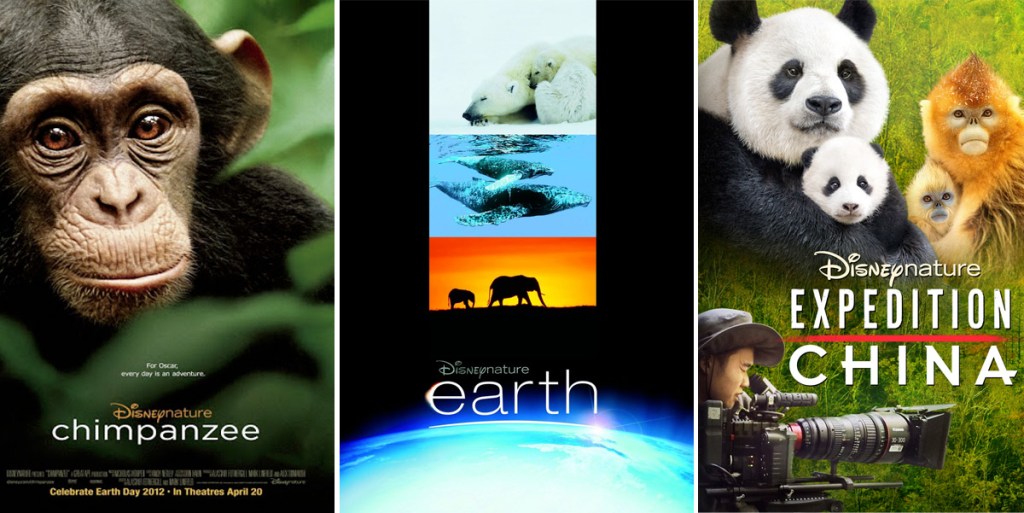 movie posters for disney's chimpanzee, earth, and expedition china movies