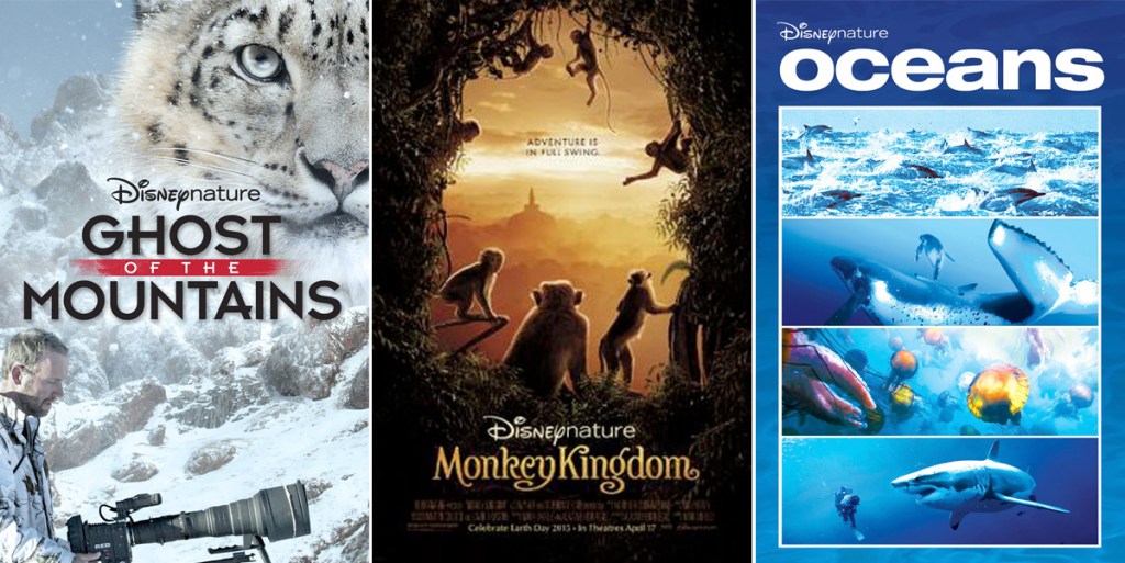 movie posters for disney's ghost of the mountains, monkey kingdom, and oceans movies