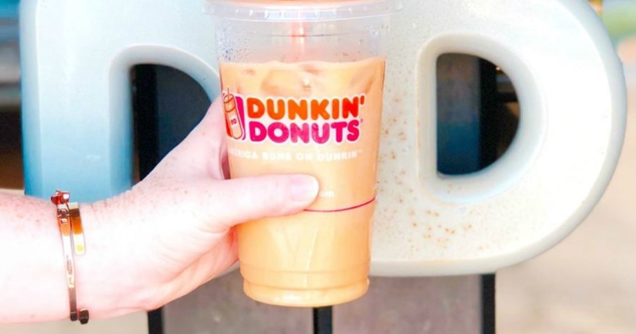 hand holding cup of iced coffee