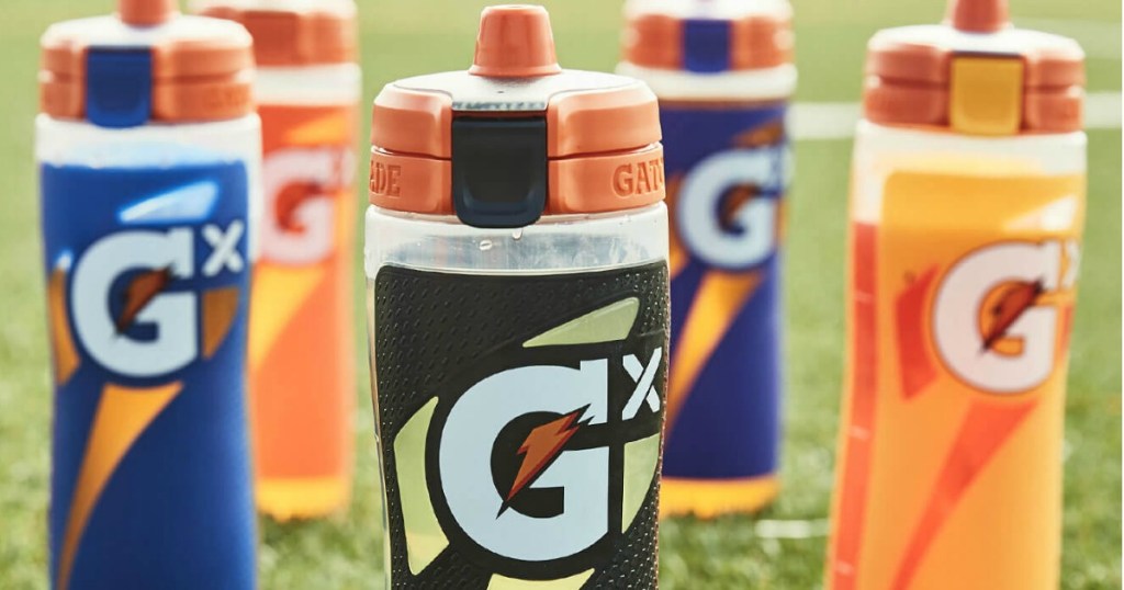 Gatorade GX Bottles on football turf