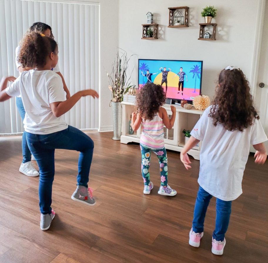 Kids using GoNoodle.com, one of the popular indoor activities for kids in 2024