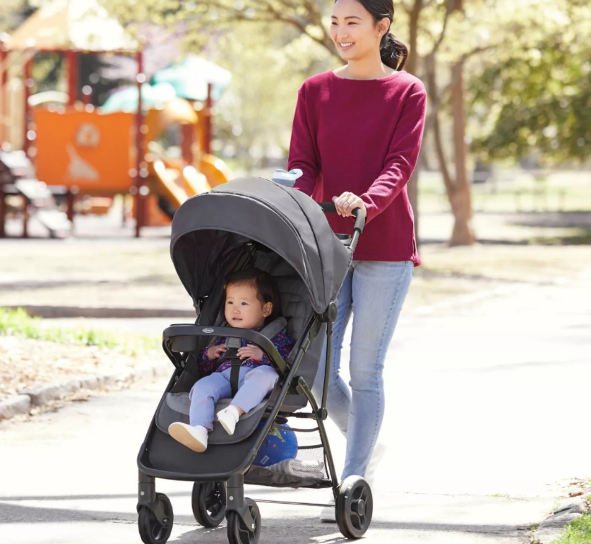 when can baby sit in graco stroller without car seat