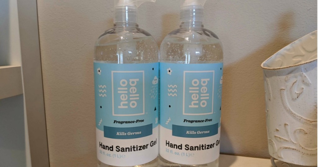 two bottles of hello bello hand sanitizer 