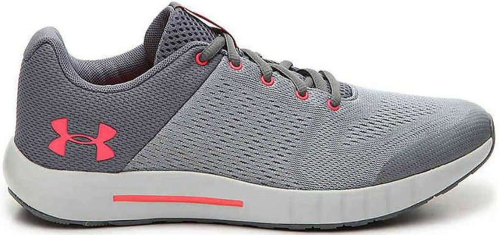 girls under armour grey and pink athletic shoes
