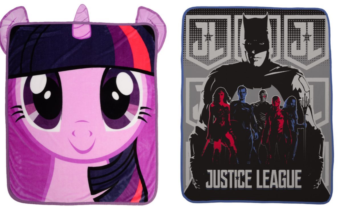 My Little Pony throw and Justice League throw