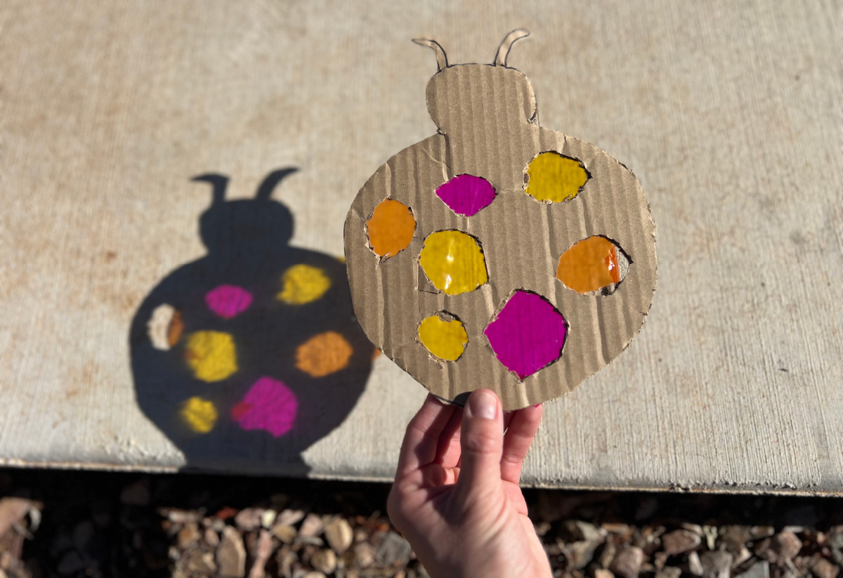 A ladybug suncatcher, one of the easy crafts and fun art activities for kids