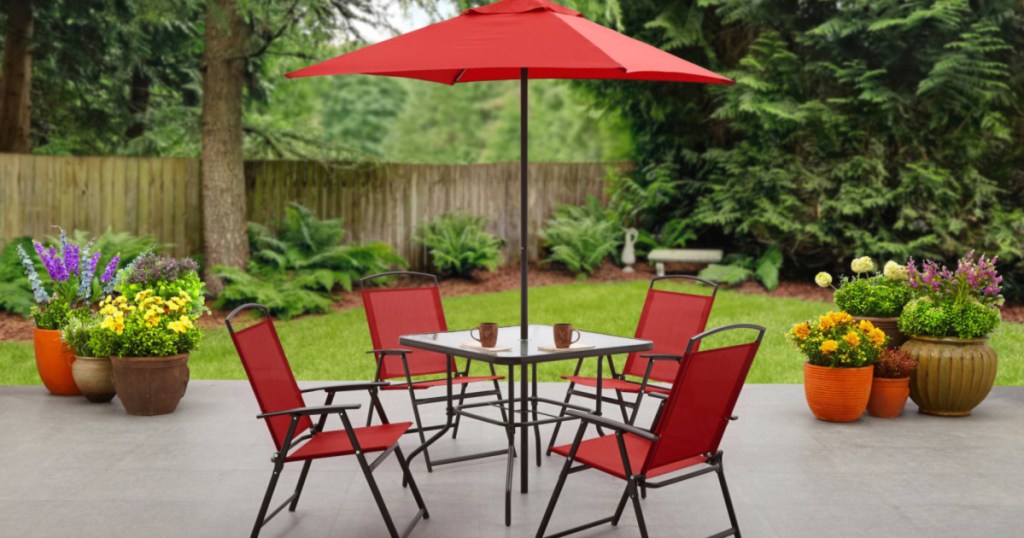 red patio set outdoors