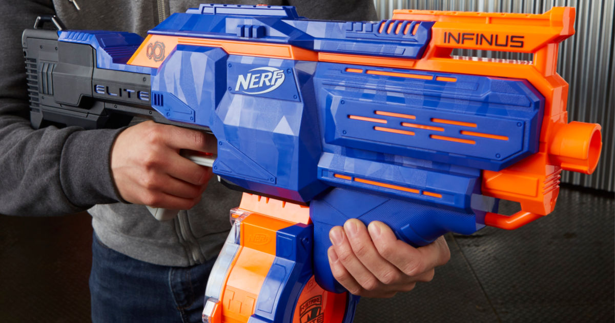 boy holding Nerf N-strike Elite Infinus with Speed-Load Technology