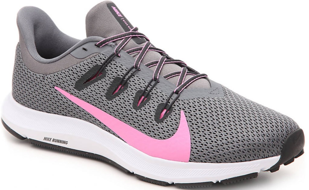 gray shoes with pink nike swoosh