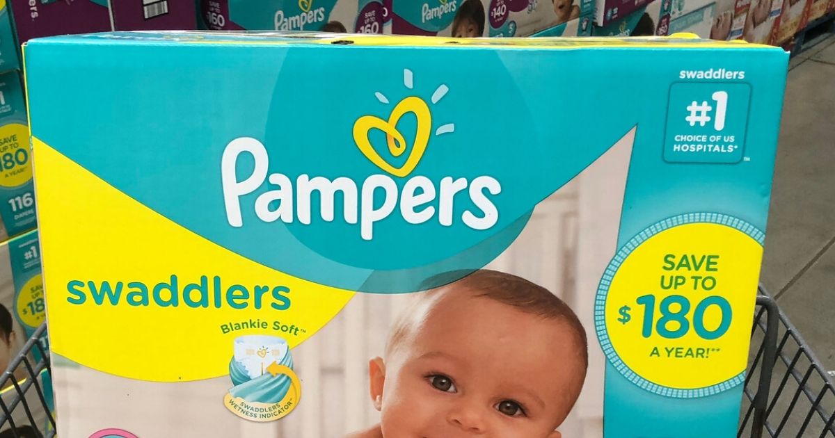 Huge box of Pampers diapers