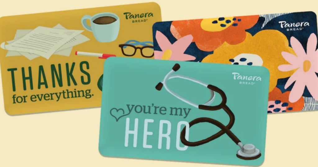 3 different Panera Bread Gift Cards