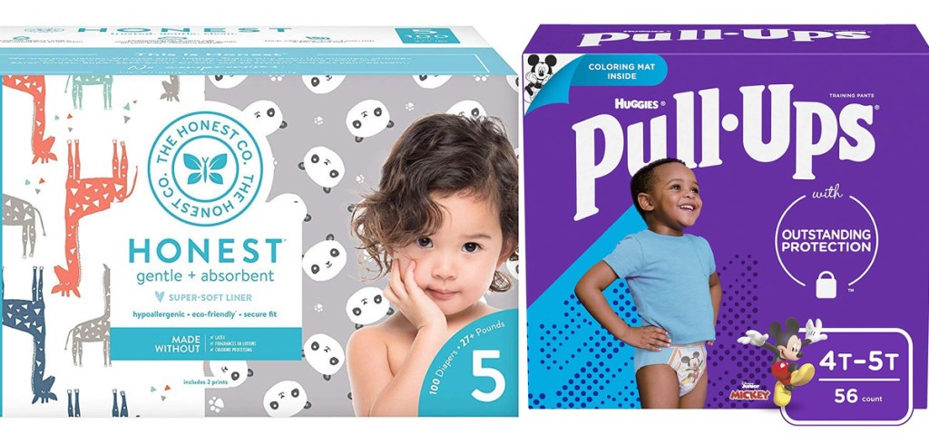 pullups and honest company diaper boxes