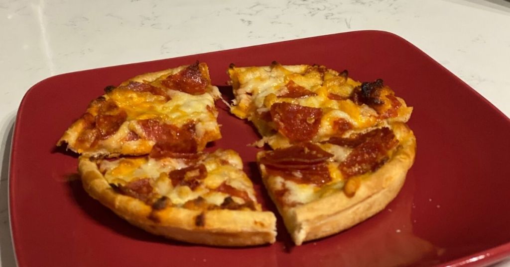Sabatasso pepperoni pizza single on a plate
