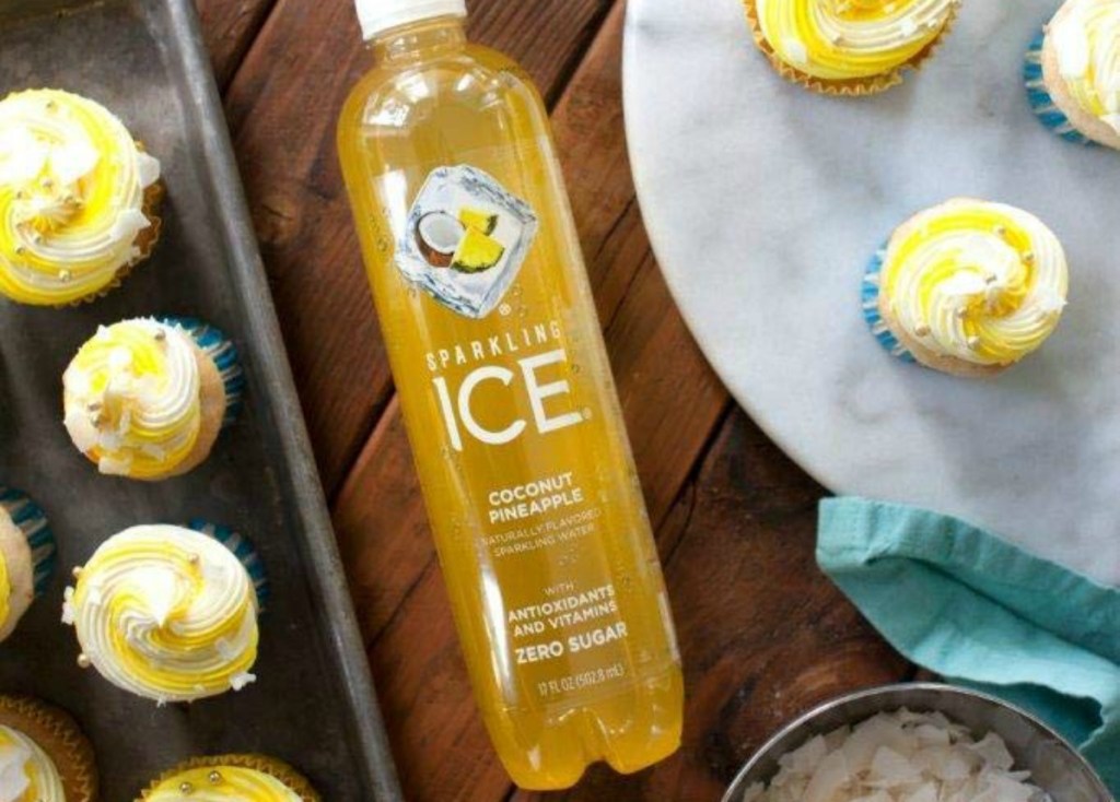 Sparkling Ice coconut pineapple and cupcakes