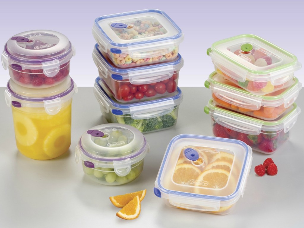 Sterilite Container Set filled with colorful foods