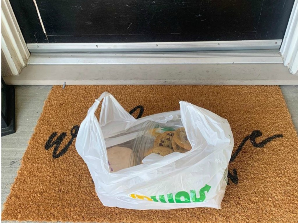 Subway grocery bag delivered on doorstep