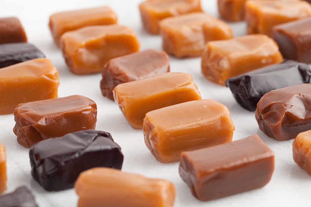 rows of caramels