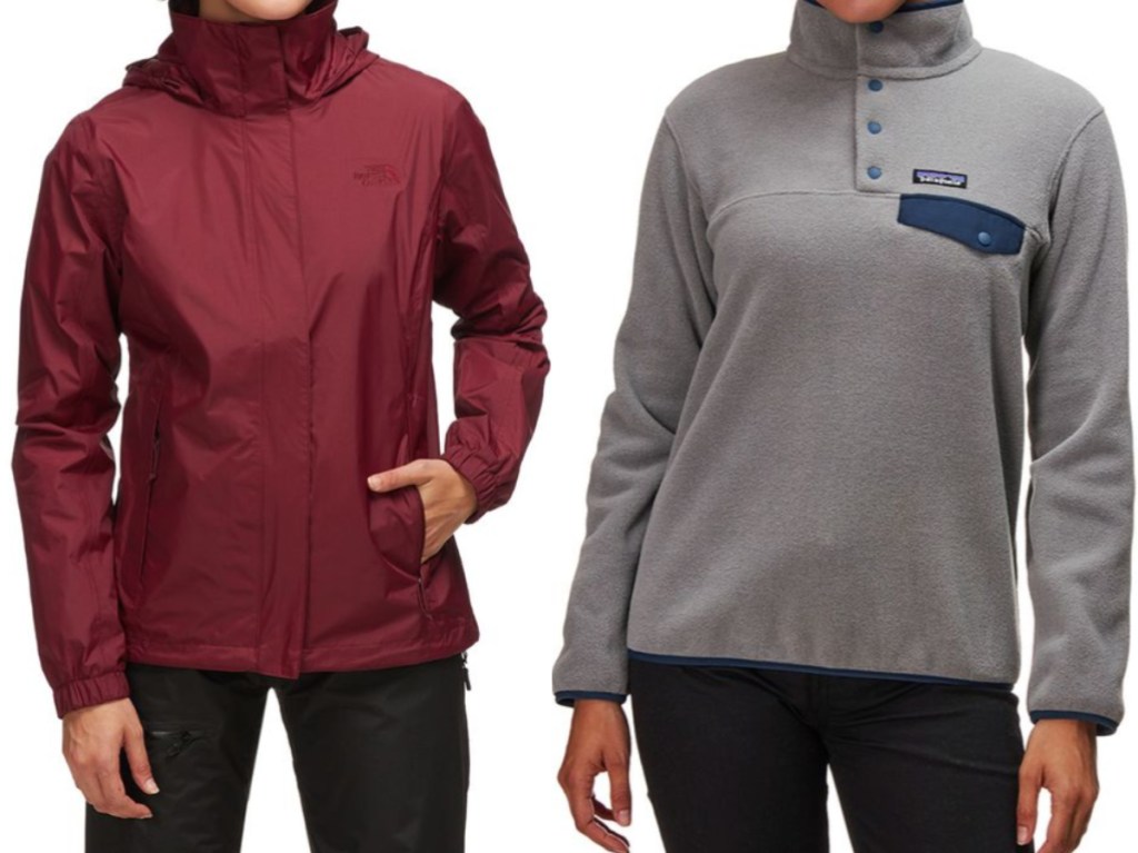 woman in maroon hooded jacket and woman in gray pullover