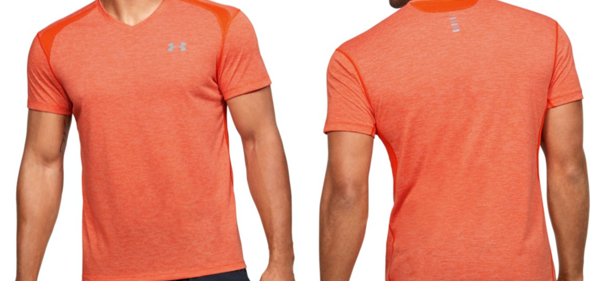 man in orange athletic shirt