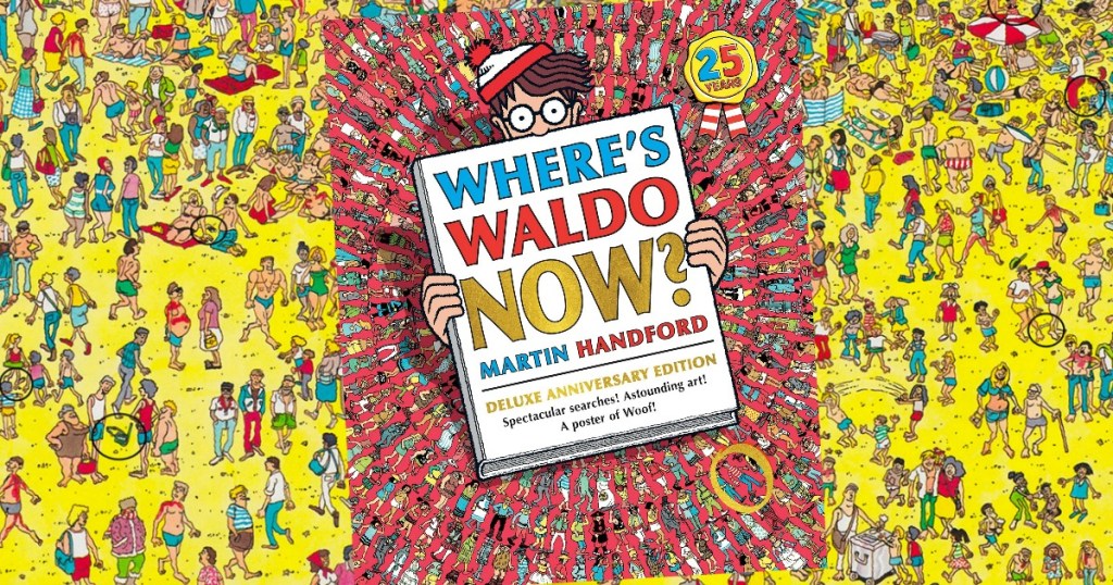 Where's Waldo Now Deluxe Edition book cover over a page view