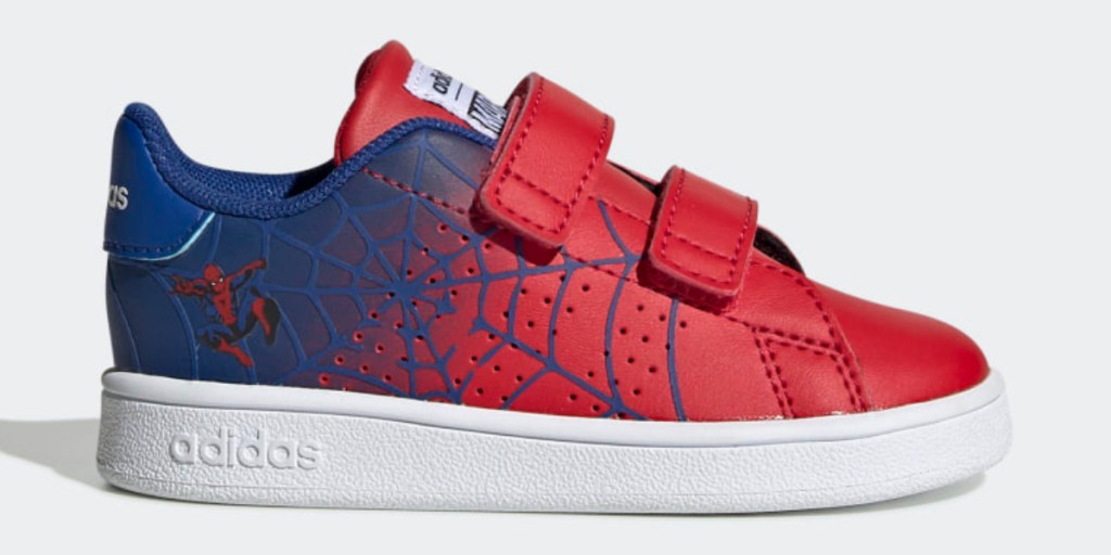 adidas baby advantage shoe red and blue with spiderman