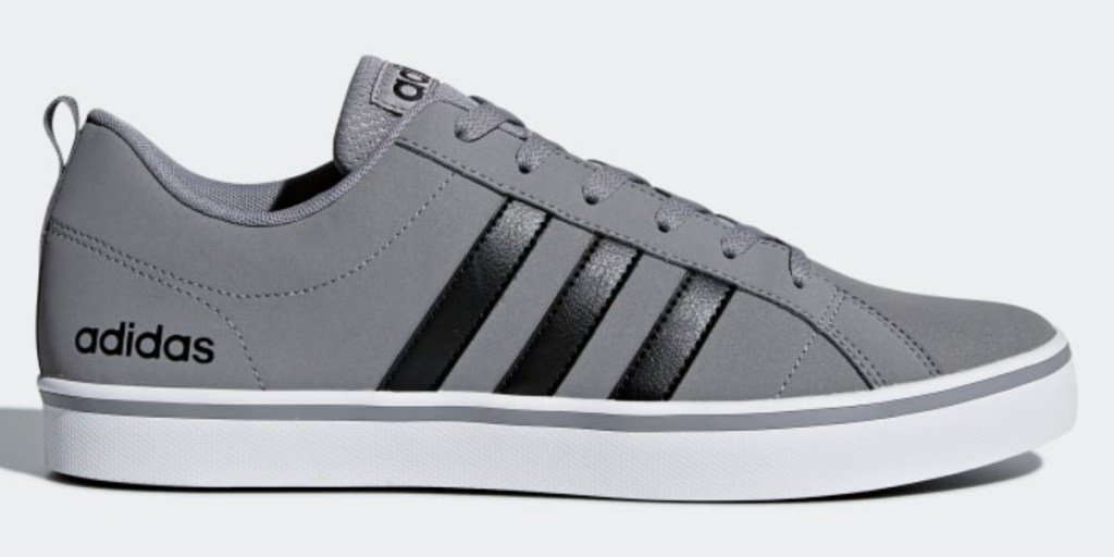 adidas mens vs pace shoe gray and black with 3 stripes