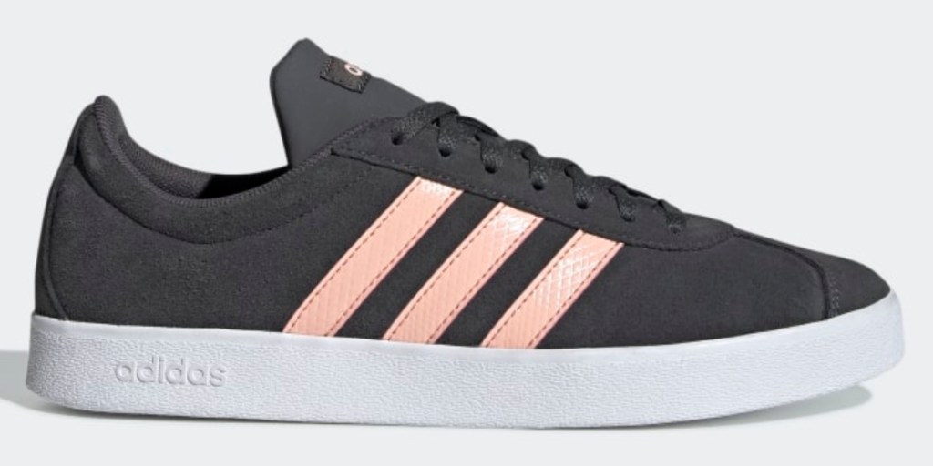 adidas womens VL court shoe grey and pink 3 stripes