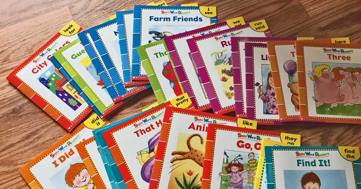 sight word books spread out on a table