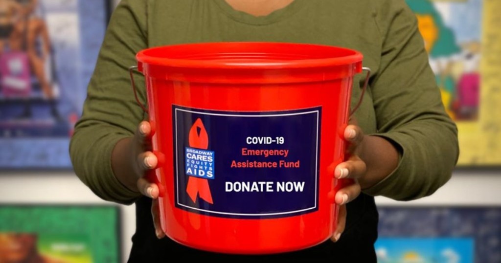 red donation bucket for COVID-19