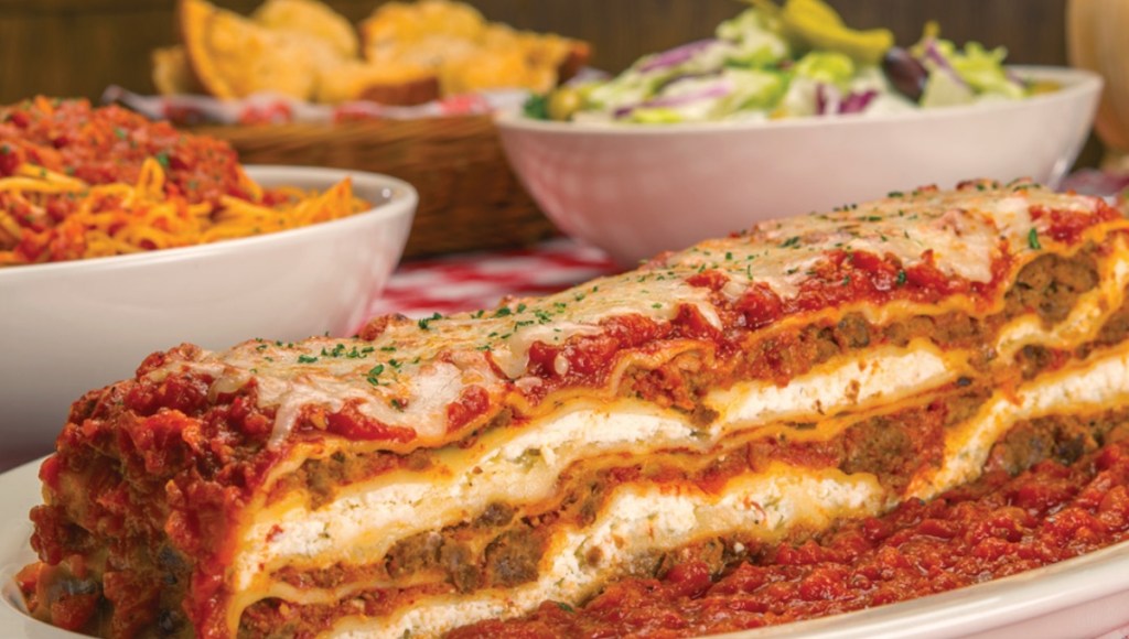 Italian meal with lasagna