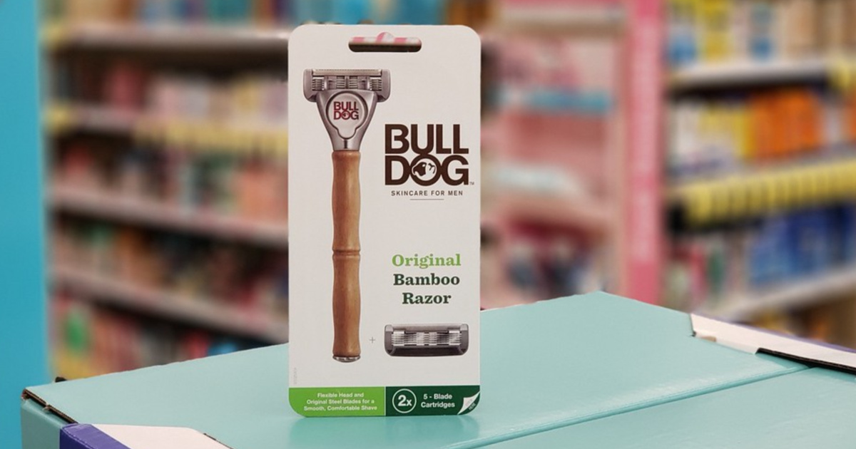 BullDog brand razor set on display in-store