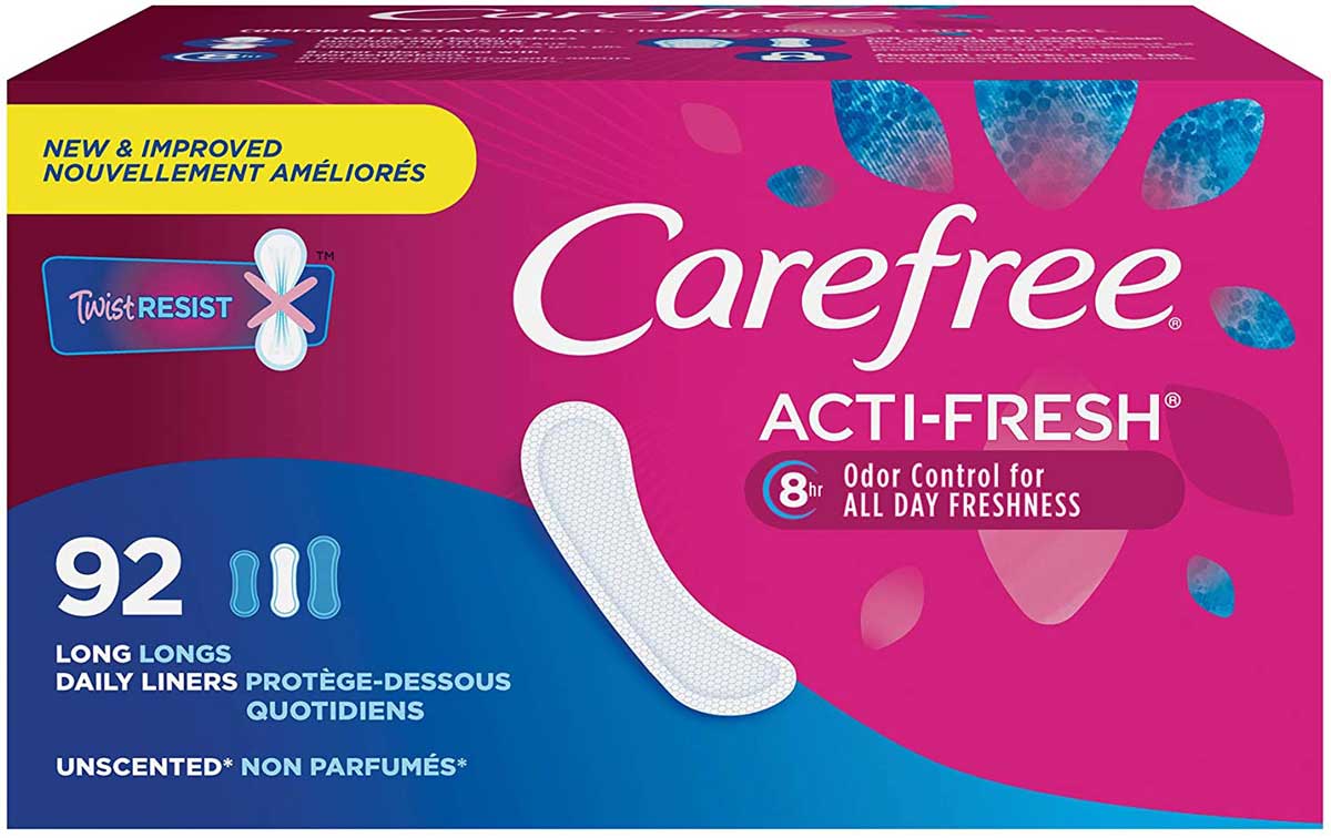 stock image of carefree liners packaging