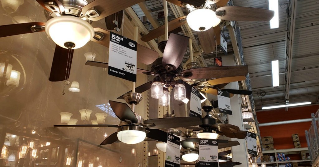 ceiling fans on display in store